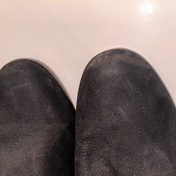 Cole Haan Black Cassidy Suede Leather Boots Size 11 Stacked Wooden Heel Nike Air - Picture 12 of 13